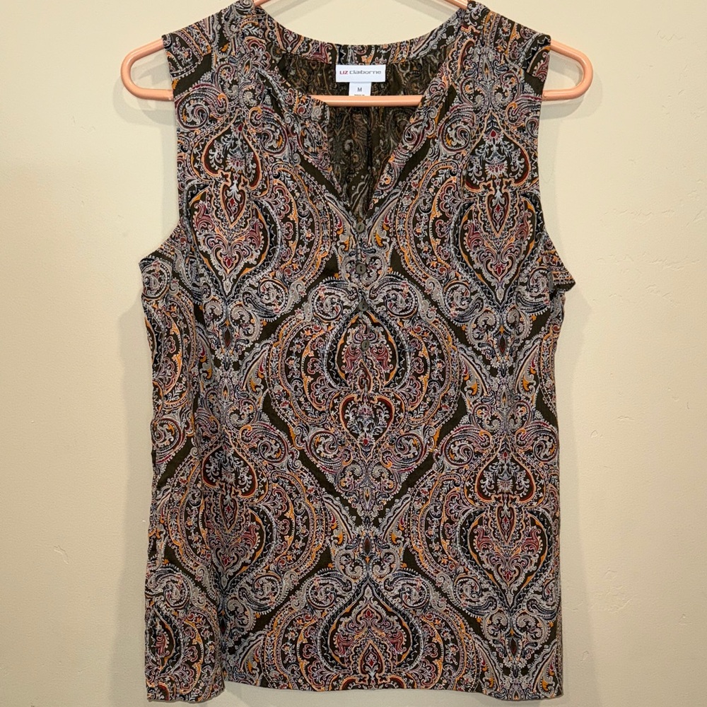 Liz Claiborne Women's Paisley Sleeveless Blouse - Multicolor